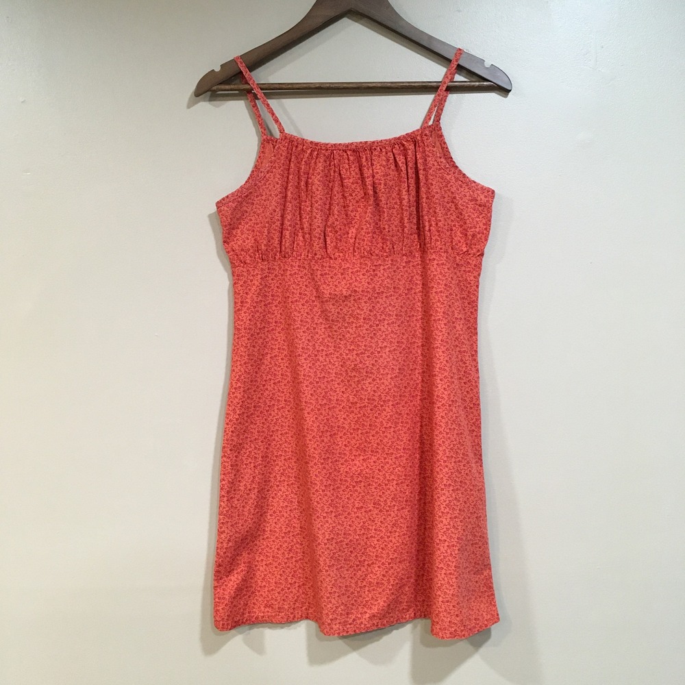 Y2K Vintage Floral Babydoll Mini Dress Womens 14/16 Orange Milkmaid Festival